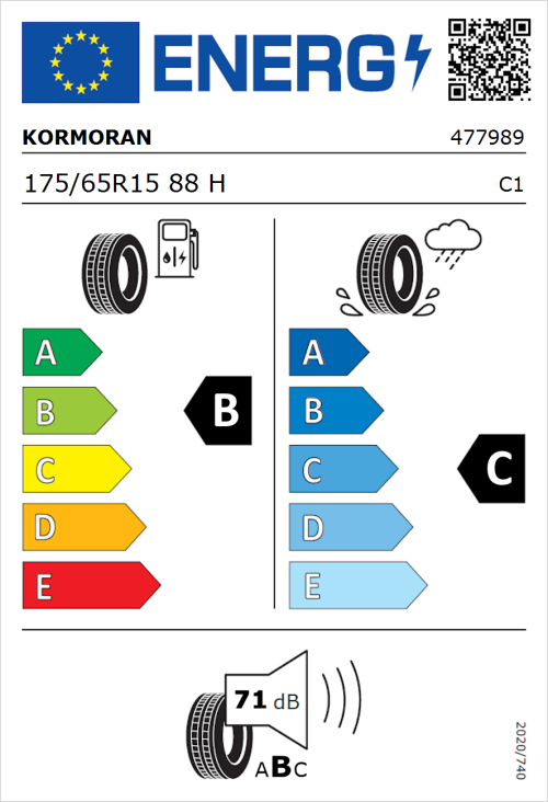 Tyre Label for Kormoran Summer 3 175/65R15 88H