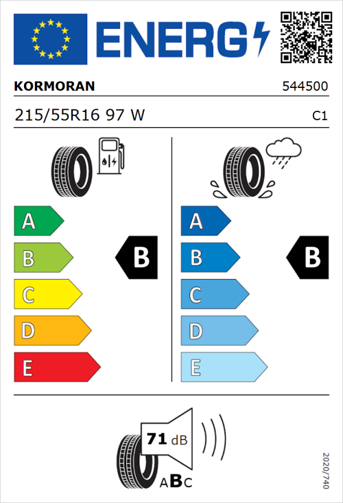 Tyre Label for Kormoran Summer 3 215/55R16 97W