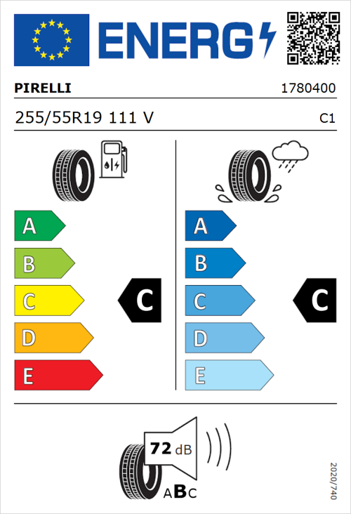 Tyre Label for Pirelli Scorpion Zero 255/55R19 111V